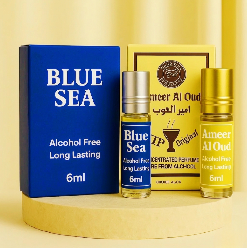 Pack of 2 Attar | Blue Sea+Ameer Ul Oud | Blue Sea Attar | Ameer Ul Oud Attar | Blue Sea Attar 6ml | Ameer Ul Oud Attar 6ml | Original Imported Perfume Oil