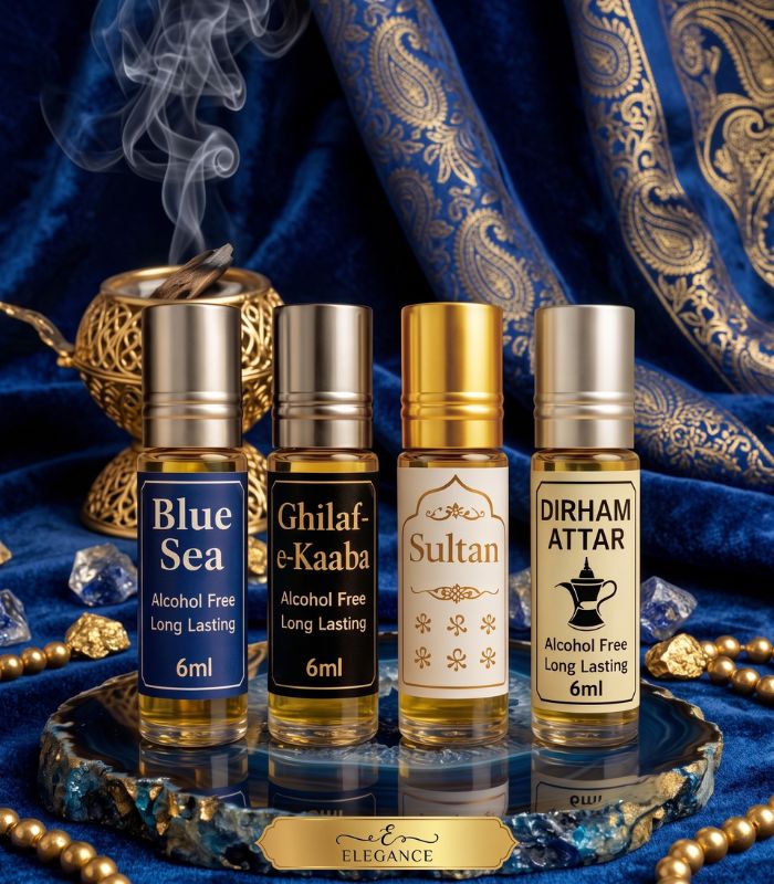 Pack Of 4 ( Blue Sea, Ghilaf-E-Kaaba, Sultan, Dirham Attar )